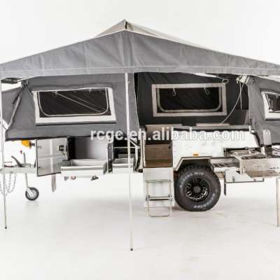 Summer season front open camping trailer